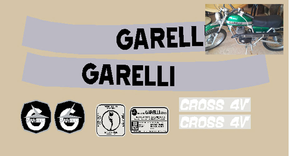 Serie adesivi Garelli 50 cross 4V moto verde
