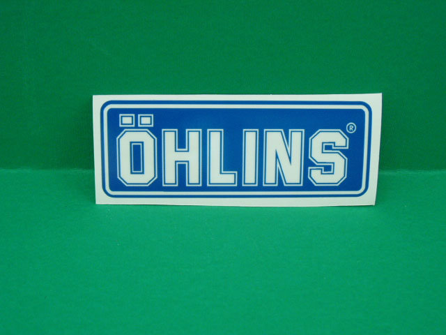 Adesivo Ohlins blu su trasparente 10 x3.5