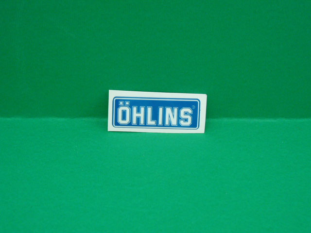Adesivo Ohlins blu su trasparente 5 x 2