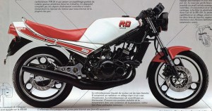 @ Yamaha RD 350 N1 JF YPVS 1985 moto bianca adesivi @